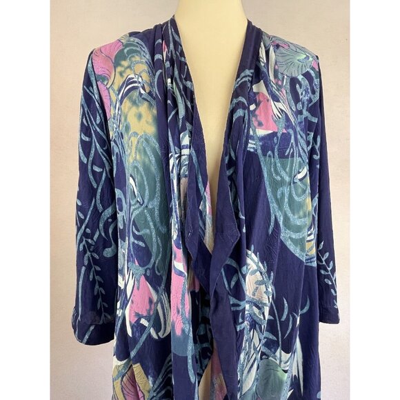 Citron Santa Monica Silk Open Front Kimono Women's Small Jacket Cardigan - Picture 5 of 9